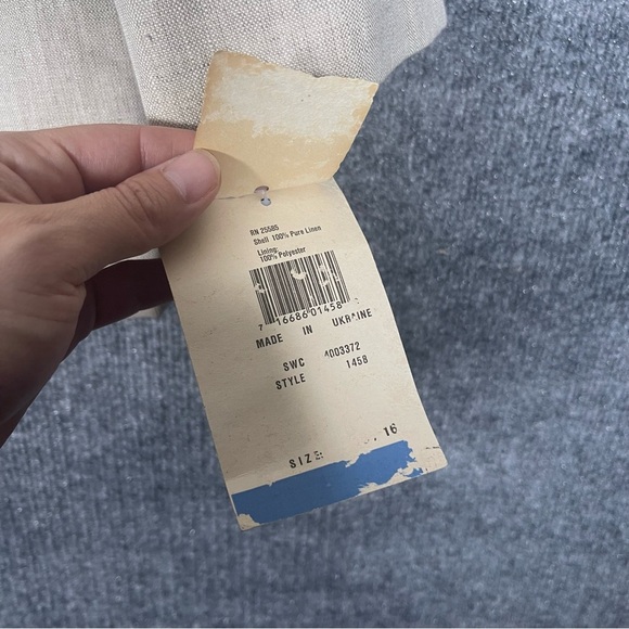 Character Womens 16 Beige 100% Pure Linen Blazer Business Spring Minimalist - Picture 6 of 11